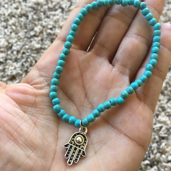 Hamsa Turquoise Anklet or Bracelet - Picture 3 of 4